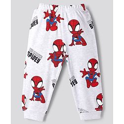 Bonfino Marvel 100% Cotton Interlock Knit Full Sleeves Co-Ords T-Shirt & Pyjama Night Suit with Spider Man Graphics Pack of 2 - White