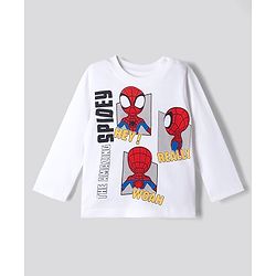 Bonfino Marvel 100% Cotton Interlock Knit Full Sleeves Co-Ords T-Shirt & Pyjama Night Suit with Spider Man Graphics Pack of 2 - White