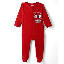 Bonfino Marvel 100% Cotton Interlock Knit Full Sleeves Sleep Suits with Spider Man Graphic Print Pack of 2 - Light Grey & Red