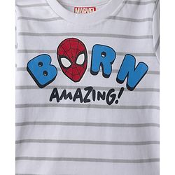 Bonfino Marvel 100% Cotton Interlock Knit Full Sleeves Striped T-Shirt & Pyjama Night Suit with Spider Man Graphic Pack of 3 - White & Sky Blue