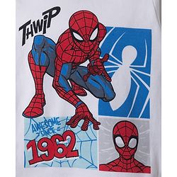 Bonfino Marvel 100% Cotton Interlock Knit Full Sleeves Striped T-Shirt & Pyjama Night Suit with Spider Man Graphic Pack of 3 - White & Sky Blue