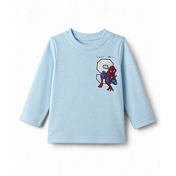 Bonfino Marvel 100% Cotton Interlock Knit Full Sleeves Striped T-Shirt & Pyjama Night Suit with Spider Man Graphic Pack of 3 - White & Sky Blue