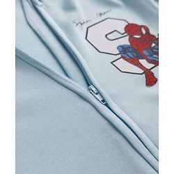 Bonfino Marvel 100% Cotton Interlock Knit Full Sleeves Striped Sleep Suit with Spider Man Graphics Pack of 2 - White & Sky Blue