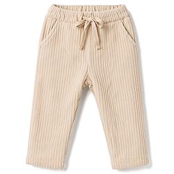 BONFINO Woven Full Length Striped Textured Trouser -  Beige