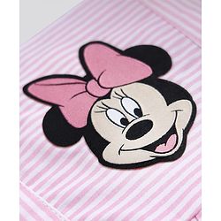 Bonfino Disney 100% Cotton Woven Sleeveless Striped Frock With Mickey Mouse Graphic - Light Pink
