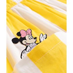 Bonfino Disney 100% Cotton Woven Frock with Sleeveless, Minnie Mouse Graphic Print in Yellow