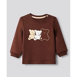 Bonfino 100% Cotton Knit Full Sleeves Co-Ords T-Shirt & Pyjama Night Suit with Bear Print Pack of 3 - White & Brown