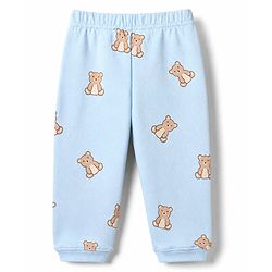 Bonfino 100% Cotton Knit Yarn Dyed Full Sleeves Striped T-Shirt & Pajama Night Suit with Bear Print Pack of 2 - White