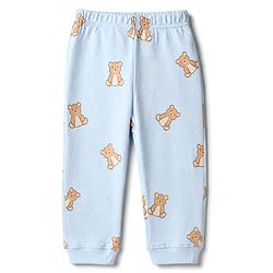 Bonfino 100% Cotton Knit Yarn Dyed Full Sleeves Striped T-Shirt & Pajama Night Suit with Bear Print Pack of 2 - White