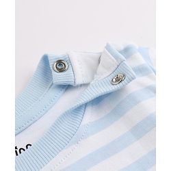 Bonfino 100% Cotton Knit Yarn Dyed Full Sleeves Striped T-Shirt & Pajama Night Suit with Bear Print Pack of 2 - White