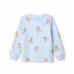 Bonfino 100% Cotton Knit Yarn Dyed Full Sleeves Striped T-Shirt & Pajama Night Suit with Bear Print Pack of 2 - White