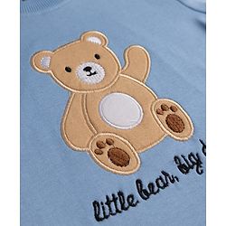 Bonfino Boys 100% Cotton Knit Full Sleeve T-shirt & Jogger Night Suit with Bear Print in Blue White Pack of 3