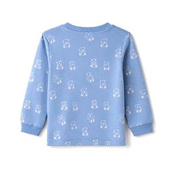 Bonfino 100% Cotton Knit Full Sleeves Co-Ords T-Shirt & Pyjama Night Suit with Bear Print - Blue
