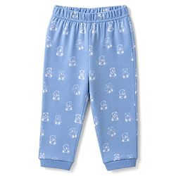 Bonfino 100% Cotton Knit Full Sleeves Co-Ords T-Shirt & Pyjama Night Suit with Bear Print - Blue