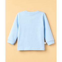 Bonfino 100% Cotton Knit Full Sleeves T-Shirt and Pajama Night Suit with Stripes and Teddy Bear Print - Blue, White