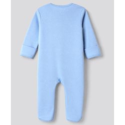 Bonfino 100% Cotton Knit Full Sleeves Striped Sleep Suits with Teddy Bear Print Pack of 3 - Light Blue White