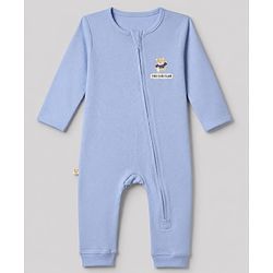 Bonfino 100% Cotton Yarn Dyed Knit Full Sleeves Striped Rompers with Bear Print Pack of 3 - Light Blue White & Blue