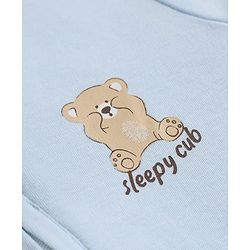 Bonfino 100% Cotton Yarn Dyed Knit Full Sleeves Striped Rompers with Bear Print Pack of 3 - Light Blue White & Blue