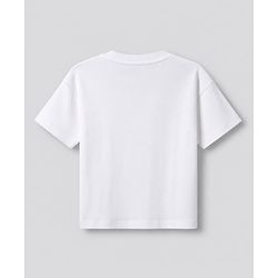 Bonfino 100% Cotton Knit T-Shirt with Half Sleeves and Bear Print in White