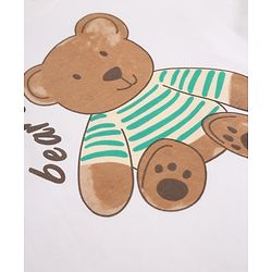Bonfino 100% Cotton Knit T-Shirt with Half Sleeves and Bear Print in White