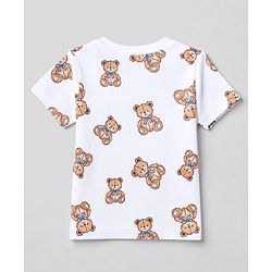 Bonfino 100% Cotton Knit Yarn Dyed Striped T-Shirts with Half Sleeves and Bear Print Pack of 3 - White Light Blue