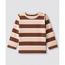 Bonfino 100% Cotton Knit Full Sleeves T-Shirts with Bear Applique in Beige Brown Pack of 3