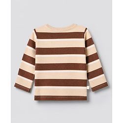 Bonfino 100% Cotton Knit Full Sleeves T-Shirts with Bear Applique in Beige Brown Pack of 3