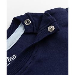 Bonfino 100% Cotton Knit Half Sleeves T-Shirt and Shorts Set With Bear Embroidery - Navy Blue