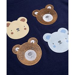 Bonfino 100% Cotton Knit Half Sleeves T-Shirt and Shorts Set With Bear Embroidery - Navy Blue