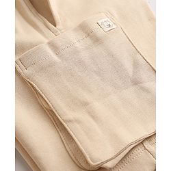 Bonfino 100% Cotton Knit Drop Shoulder Oversized Half Sleeves T-Shirt With Bear Print on Front & Back And Cargo Style Shorts Sets - White & Beige