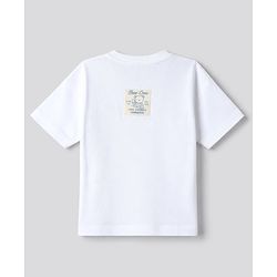 Bonfino 100% Cotton Knit Half Sleeves T-Shirt & Striped Cargo Shorts Set With Bear Print - White & Light Blue
