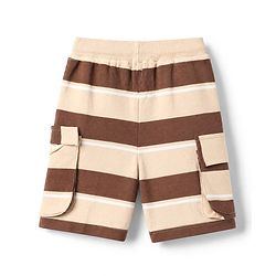 Bonfino Cotton Knit Drop Shoulder Oversized Half Sleeves T-Shirt & Shorts Set with Croissant Print - Brown