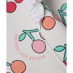 Bonfino Cotton Knit Fleece Oversized Sweatshirt with Full Sleeves and Cherry Print - White