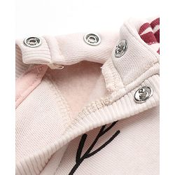 Bonfino Cotton Mix Fleece Knit Oversized Sweatshirt with Full Sleeves and Christmas Print - Pink