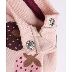 Bonfino Cotton Mix Fleece Knit Oversized Sweatshirt with Full Sleeves & Strawberry Print - Pink