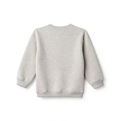 Bonfino Cotton Fleece Knit Oversized Sweatshirt with Full Sleeves and Butterfly Applique - Light Grey