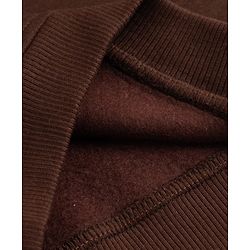 Bonfino Cotton Fleece Knit Oversized Sweatshirt With Full Sleeves and Love Cord Embroidery in Brown