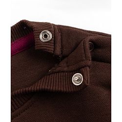 Bonfino Cotton Fleece Knit Oversized Sweatshirt With Full Sleeves and Love Cord Embroidery in Brown