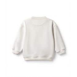 Bonfino Cotton Fleece Knit Oversized Sweatshirt With Full Sleeves and Cherries Sequin Embroidery - White