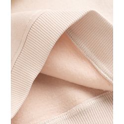 Bonfino Cotton Fleece Knit Oversized Sweatshirt With Full Sleeves and Heart Sequin Embroidery - Pink