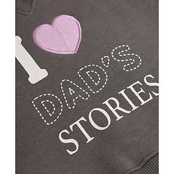 Bonfino Cotton Mix Fleece Knit Oversized Hoodie with Full Sleeves and I Love Dad' Stories Text Print - Grey