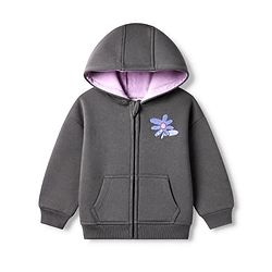 Bonfino Cotton Fleece Mixes Knit Hooded Jacket with Kangaroo Pocket & Full Sleeves and Front & Back Landscape Print - Grey