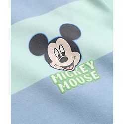 Bonfino Disney 100% Cotton Single Jersey Knit Half Sleeves T-Shirt and Pant with Stripes and Mickey Mouse Front & Back Print - Light Blue