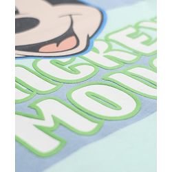 Bonfino Disney 100% Cotton Single Jersey Knit Half Sleeves T-Shirt and Pant with Stripes and Mickey Mouse Front & Back Print - Light Blue