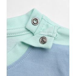Bonfino Disney 100% Cotton Single Jersey Knit Half Sleeves T-Shirt and Pant with Stripes and Mickey Mouse Front & Back Print - Light Blue