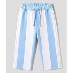 Bonfino Disney 100% Cotton Single Jersey Knit Half Sleeves T-Shirt and Pant with Stripes and Mickey Mouse Front & Back Print - Light Blue