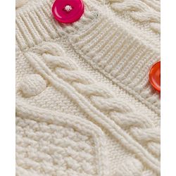 Bonfino 100% Cotton Knit Full Sleeves Front Open Sweater With Cable Knit Design - OffWhite
