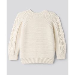 Bonfino 100% Cotton Knit Full Sleeves Front Open Sweater With Cable Knit Design - OffWhite