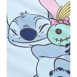 Bonfino Disney 100% Cotton Single Jersey Knit Full Sleeves T-Shirt & Pyjama Set With Stitch Graphic - Navy Blue