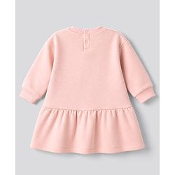 Bonfino Knit Fleece Winter Frock with Full Sleeves and Fairy Applique in Pink for 9-12 Months
